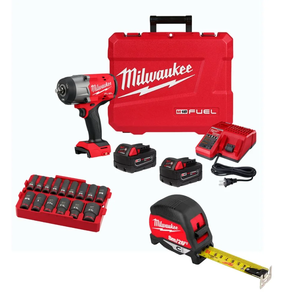 LLAVE DE IMPACTO DE 1/2″ 1,200 PIE-LB 2967-22 2 BATERIAS 5.0Ah Y CARGADOR + JGO. DE DADOS DE IMPACTO DE 3/8″ A 1-1/2″ CUADRO DE 1/2″ 49-66-6817. MILWAUKEE P425-2967 - Imagen 2